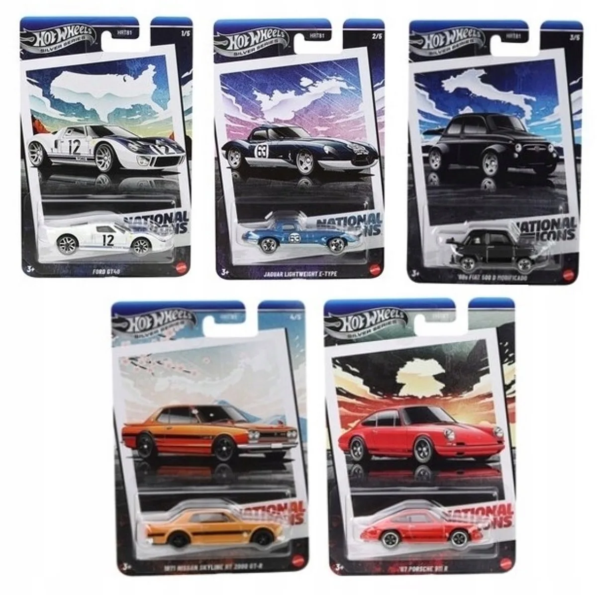Silver Series National Icons Set - 5 Iconische Auto's från Hot Wheels i Silver – produktbild
