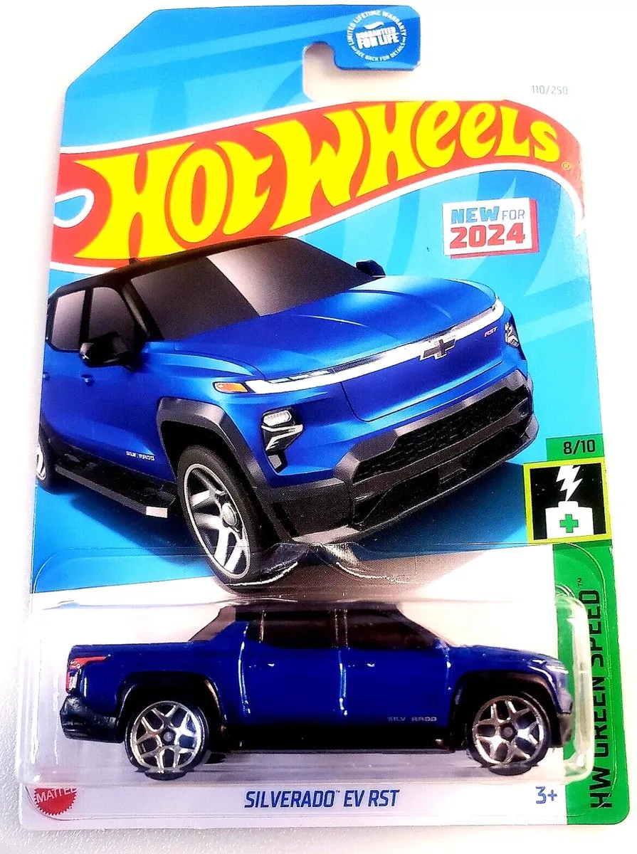SILVERADO EV RST 110/250 1:64 HW GREEN SPEED 8/10 de Hot Wheels en Bleu – photo du produit