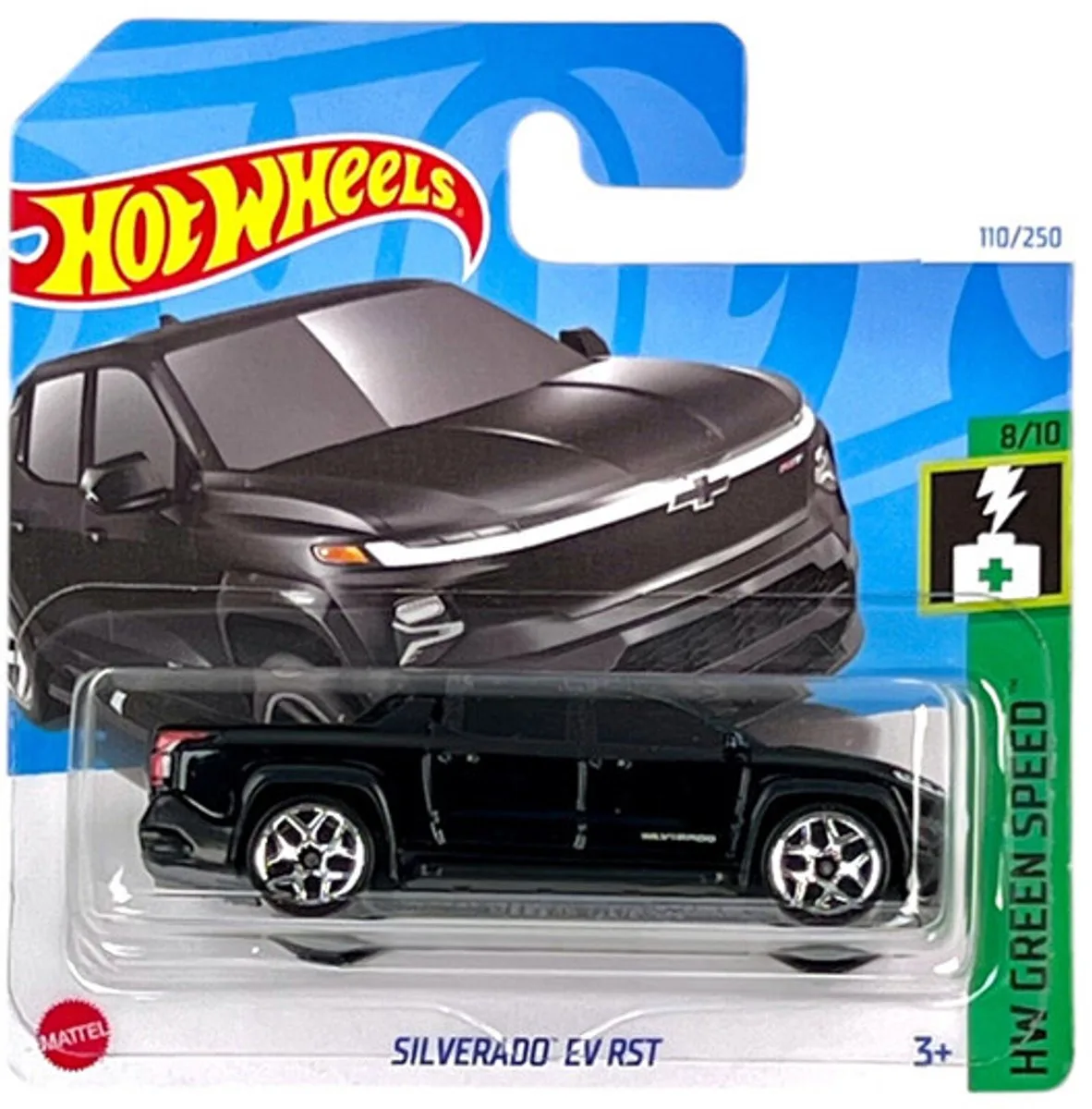 SILVERADO EV RST BLACK110/250 (1:64) HW GREEN SPEED 8/10 de Hot Wheels en Noir – photo du produit