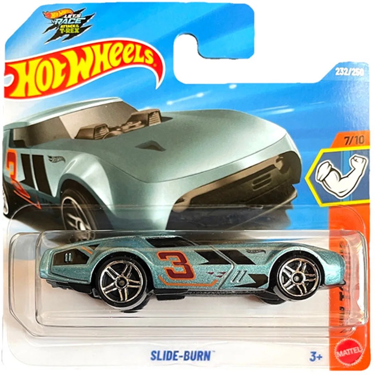 SLIDE-BURN 232/250 HW TORQUE 7/10 SHORT CARD 2026 van Hot Wheels in Turquoise metal glim – productfoto