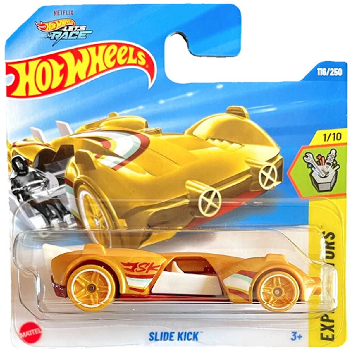 SLIDE KICK GOLD/WHITE 2025 116/250 HW EXPERIMOTORS 1/10 (1:64) van Hot Wheels in Gold white – productfoto