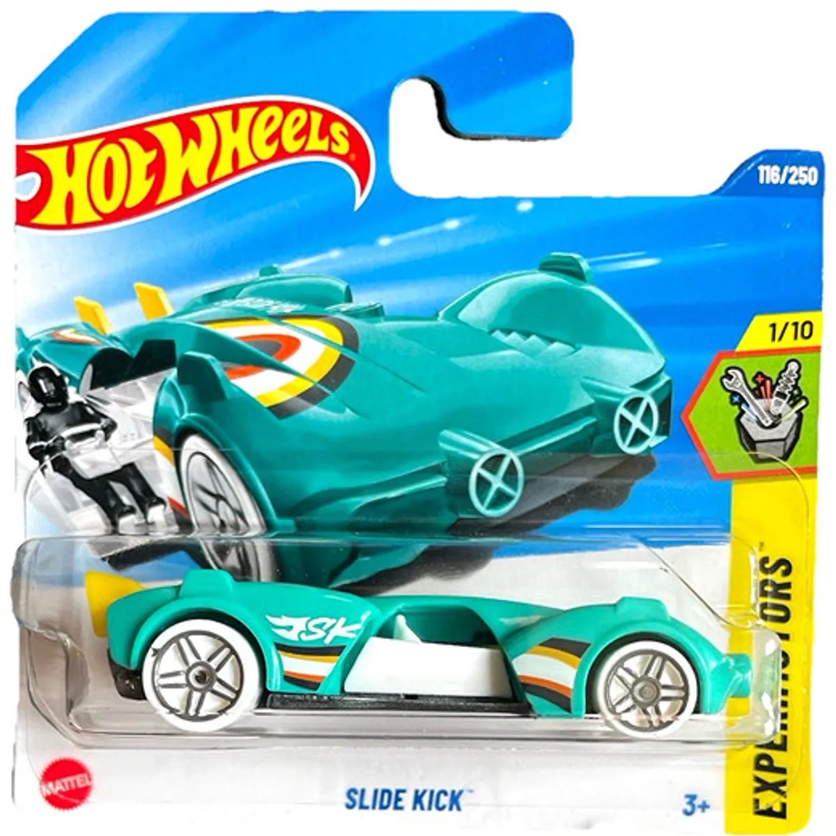 SLIDE KICK TURQUISE 116/250 1:64 HW EXPERIMOTORS 1/10 SHORT CARD von Hot Wheels in Türkis – Produktfoto
