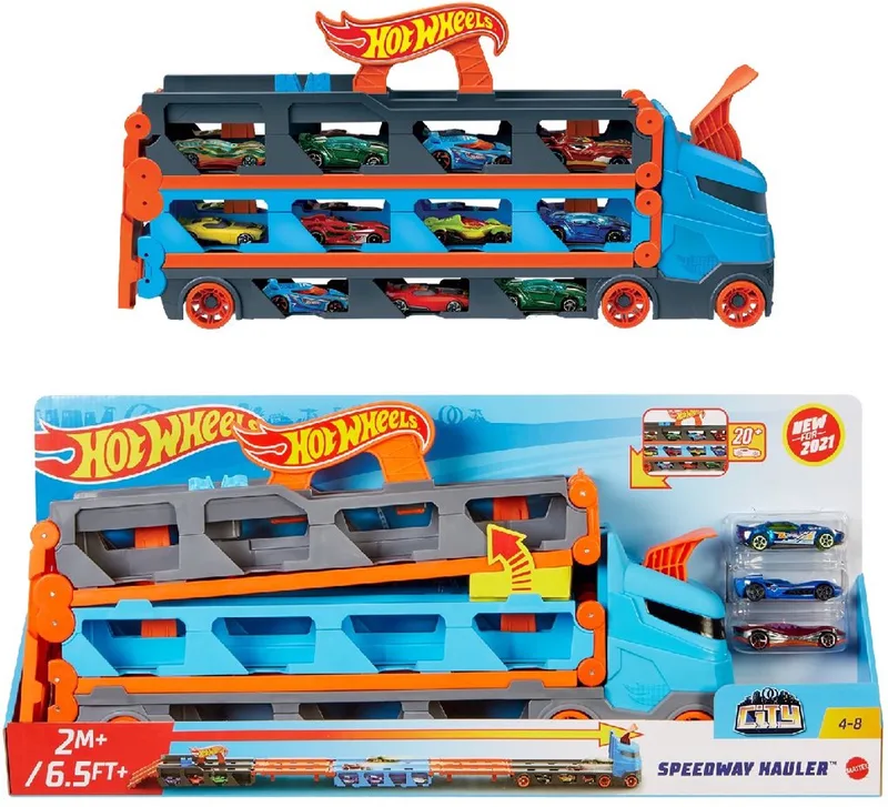 Speedway Oplegger Speelset - Speelgoedvoertuig by Hot Wheels in Grey, Multicolour – product photo