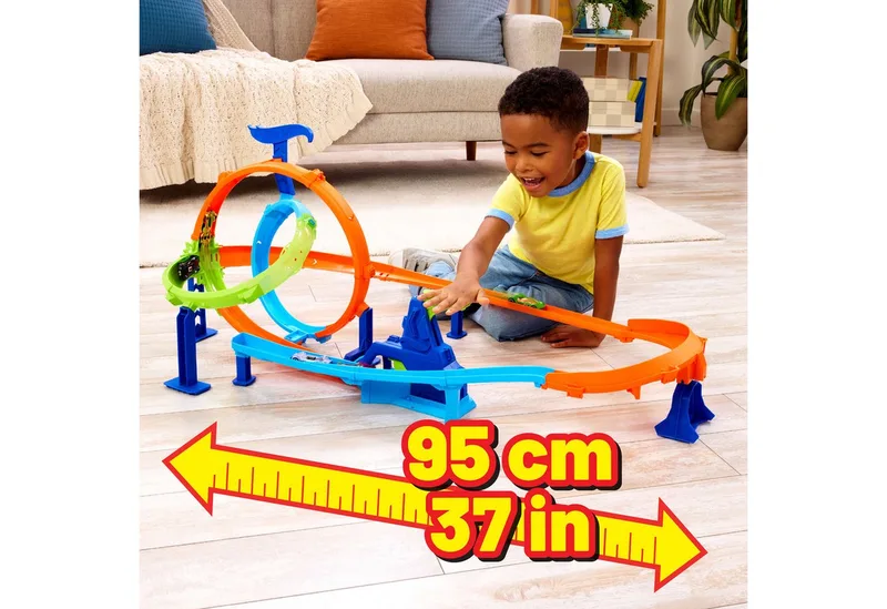 Stuntbanen Snelle Lanceringscycloon Baanset en metalen speelgoedauto de Hot Wheels en Multicolore – photo du produit 5 sur 5