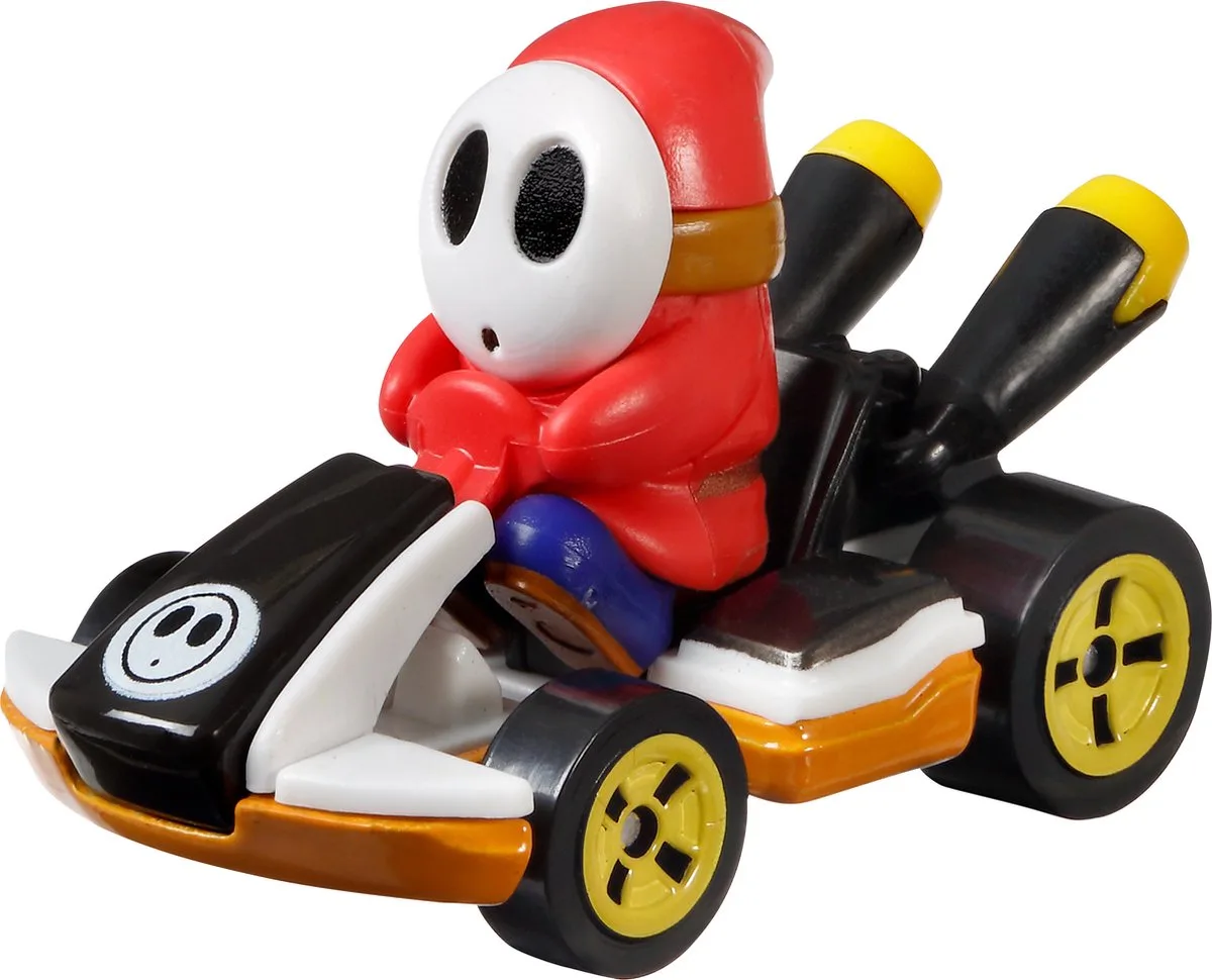 super mario kart voertuig Shy guy de Hot Wheels en Noir, Rouge, Blanc – photo du produit