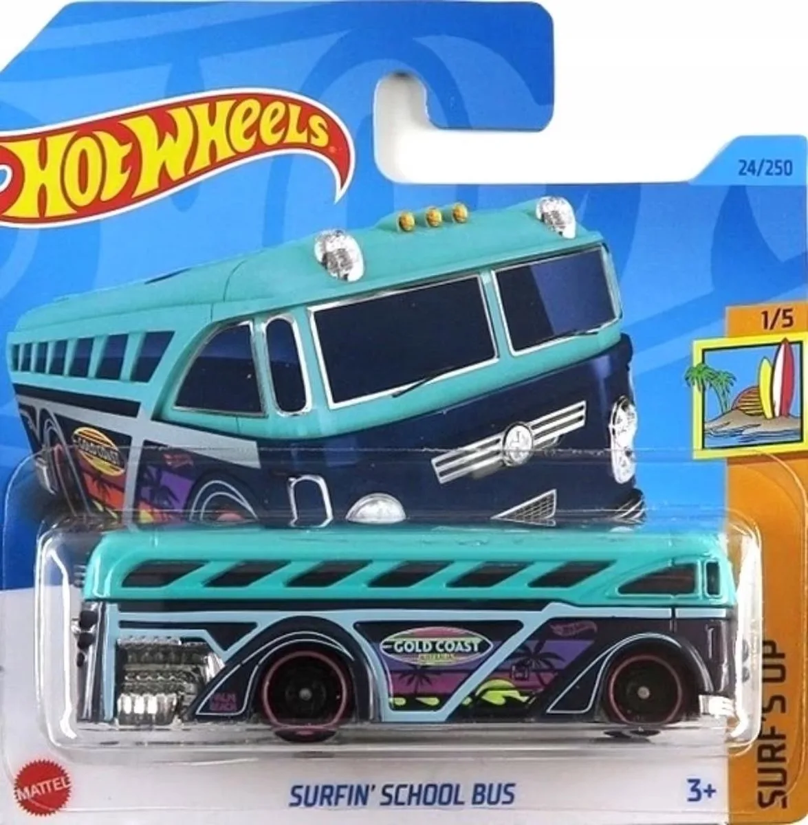 Surfin School Bus - 7 cm - Die Cast- Schaal 1:64 van Hot Wheels – productfoto