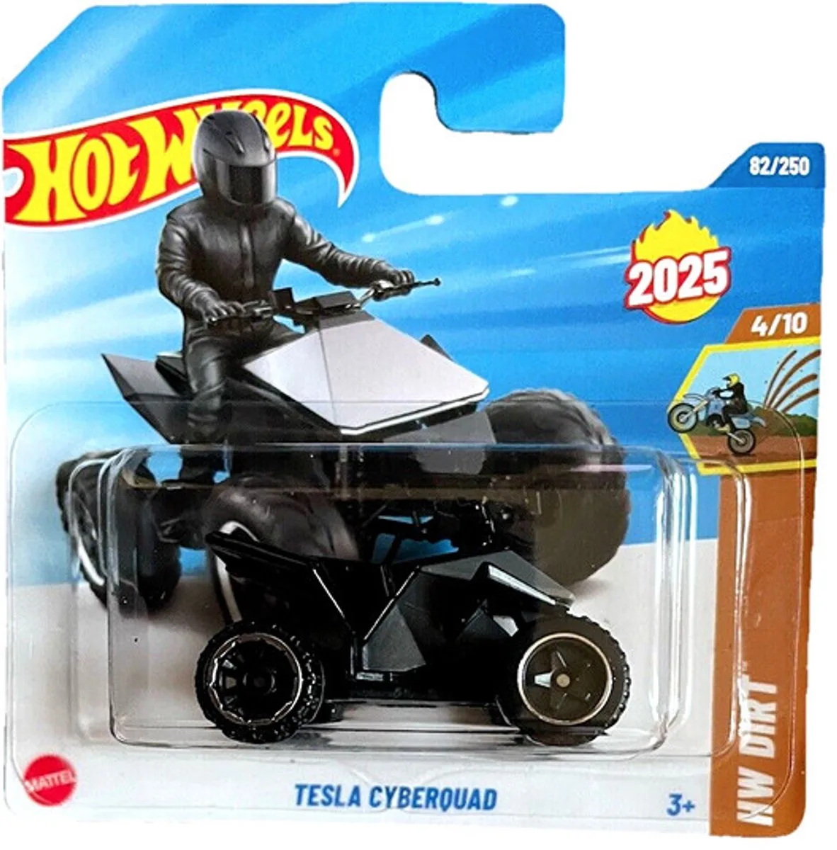 TESLA CYBERQUAD 82/250 BLACK/SILBER1:64 HW DIRT 4/10 van Hot Wheels in Black silber – productfoto