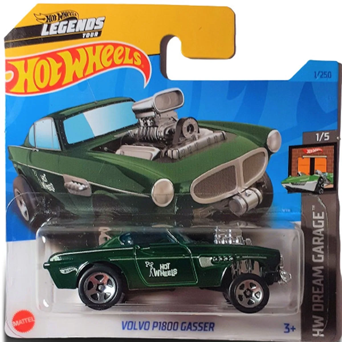 Volvo P1800 Gasser Donker/groen nummer 1/250 SHORT CARD van Hot Wheels in Racing green – productfoto
