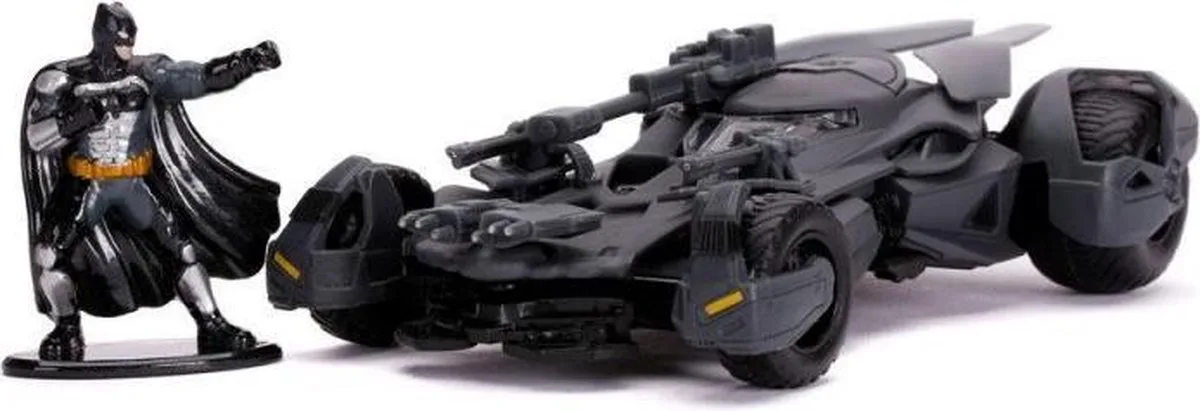 Batman Batmobile (Justice League) + Speelfiguur (Zwart) (11 cm) 1/32 JADA - Modelauto - Schaalmodel - Model auto - Miniatuurautos - Miniatuur auto van Jada Toys in Meerkleurig – productfoto