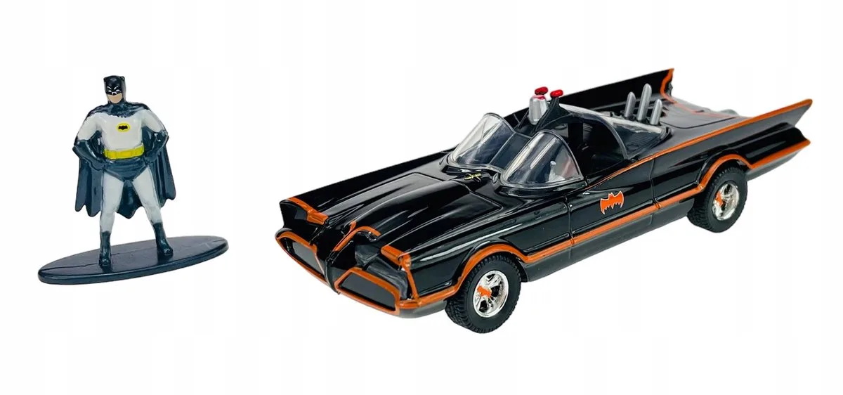 Batman Klassieke TV-serie Batmobile met Figuur van Jada Toys in Oranje – productfoto