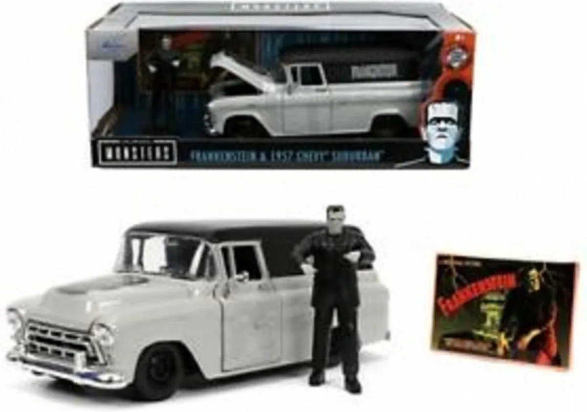 Chevrolet Suburban met Frankenstein Beeldje von Jada Toys in Grau, Schwarz – Produktfoto