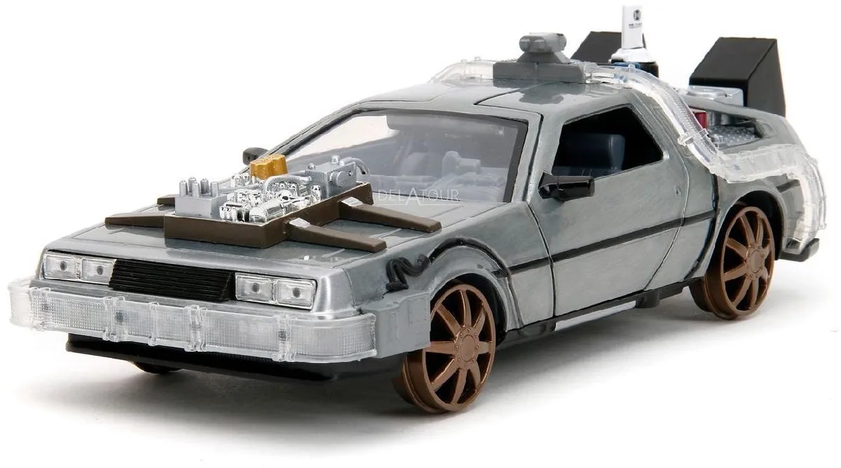 Delorean Time Machine Back to the Future III Train Jada 1:24 von Jada Toys in Grau – Produktfoto