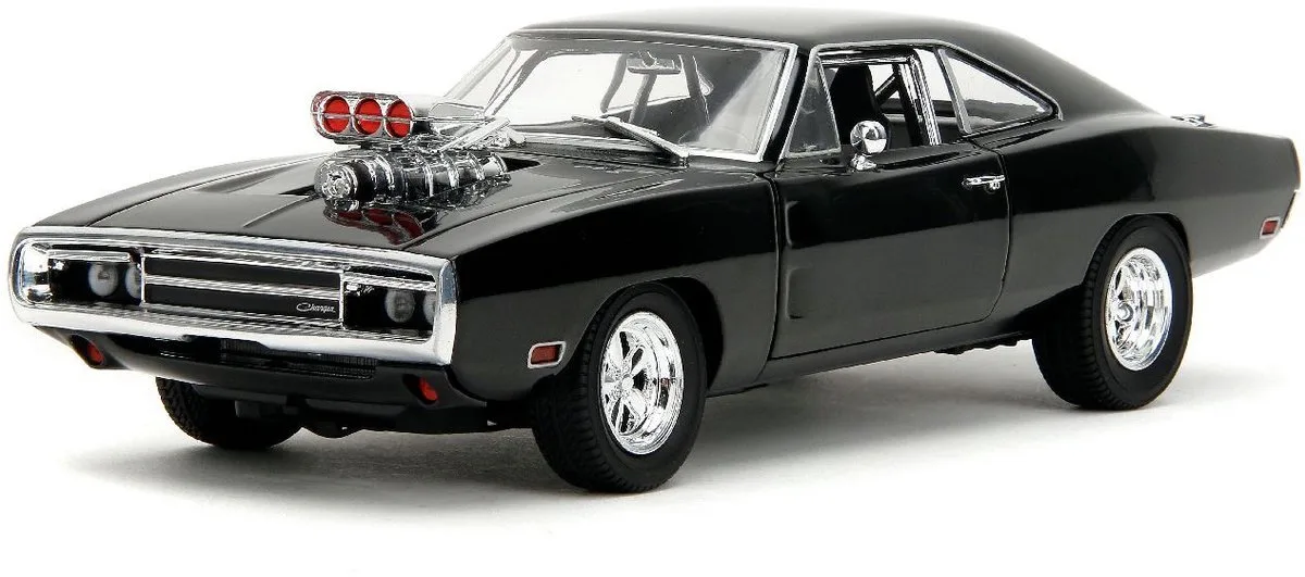 Dom's Dodge Charger 1970 Fast & Furious film TrueSpec Edition van Jada Toys in Zwart – productfoto