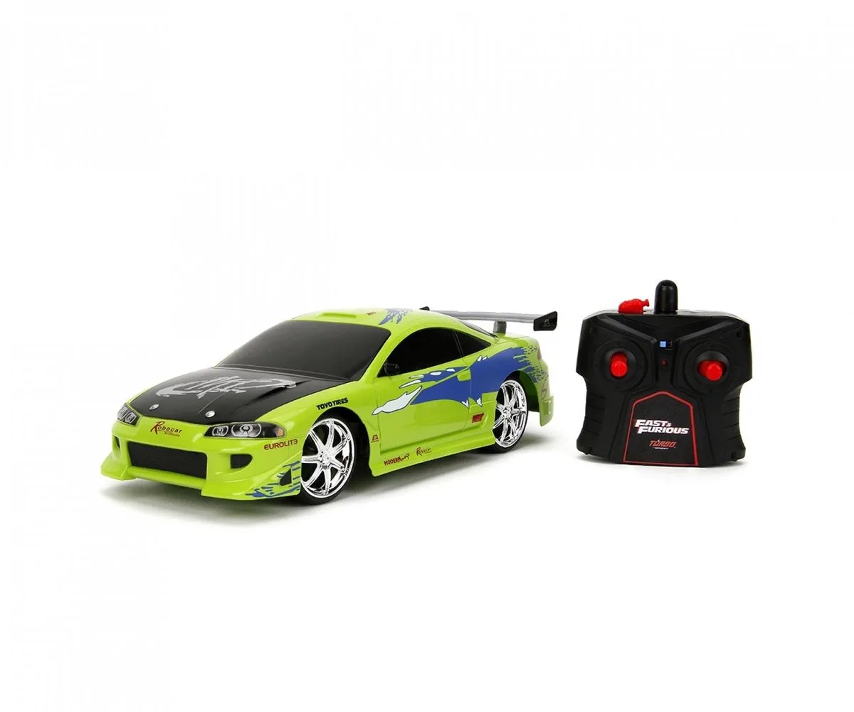 Fast and Furious Mitsubishi Eclipse RC auto 1/16 op afstand bestuurbare auto van Jada Toys in Groen – productfoto