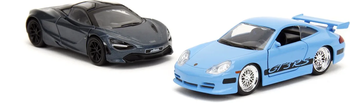 Fast and Furious modelauto's duo pack Porsche 911 GT3 RS + Mclaren 720S schaal 1:32 by Jada Toys in Blue – product photo