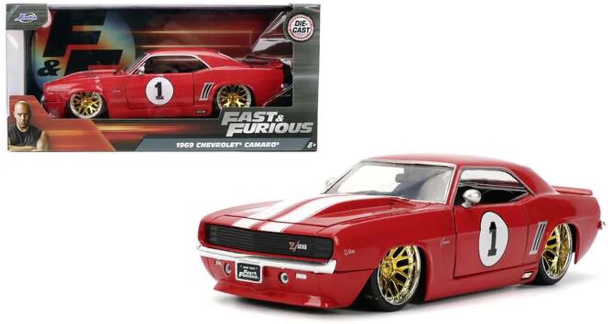 Fast & Furious 1969 Chevrolet Camaro 1:24 - 9336151314R00 van Jada Toys in Rood – productfoto