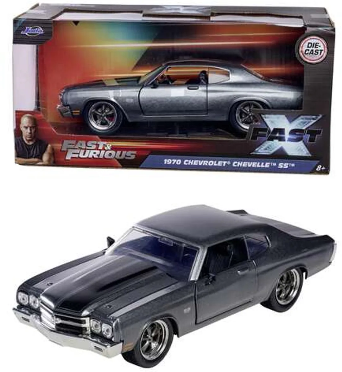Fast Furious 1970 Chevrolet 124 von Jada Toys in Grau – Produktfoto
