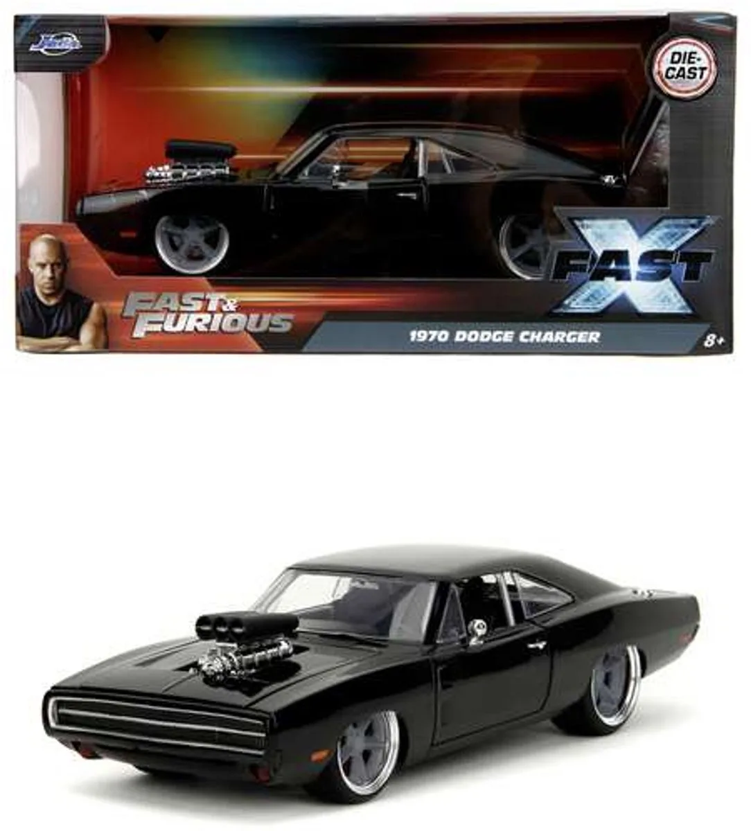 Fast & Furious 1970 Dodge Charger 1;24 van Jada Toys in Zwart – productfoto