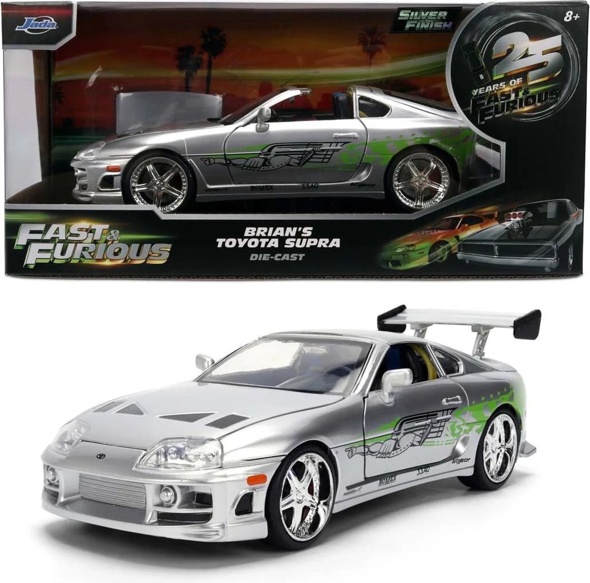 Fast & Furious Diecast Vehicle 1:24 Anniversary Brian's Toyota 19 cm Vehicles van Jada Toys in Meerkleurig – productfoto