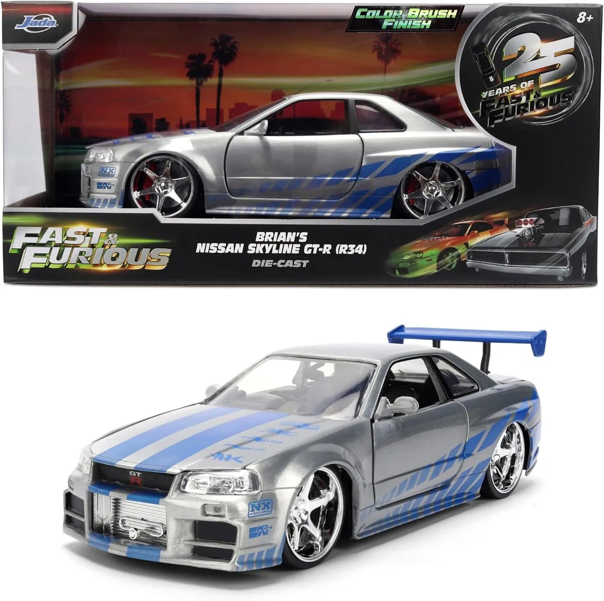 Fast & Furious Diecast Vehicle 1:24 Anniversary Nissan Skyline 19 cm Vehicles van Jada Toys in Meerkleurig – productfoto