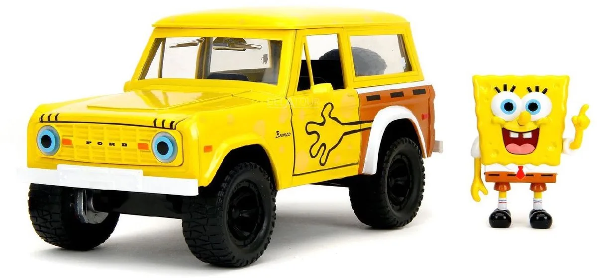 Ford Bronco 1973 & Spongebob Squarepants Figurine Jada 1:24 de Jada Toys en Jaune – photo du produit