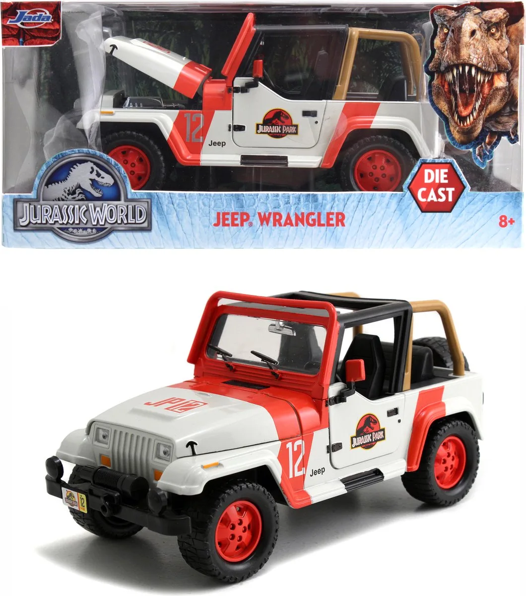 Jurassic World 1992 - Jeep Wrangler - 1/24 van Jada Toys in Wit – productfoto
