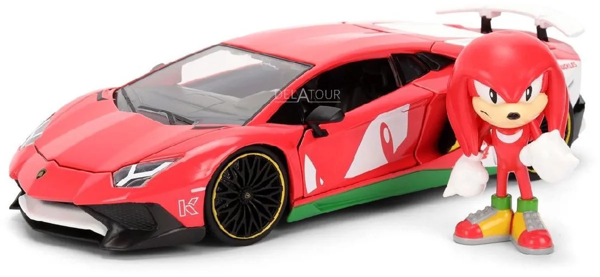 Lamborghini Aventador SV & Sonic Figurine van Jada Toys in Rood – productfoto