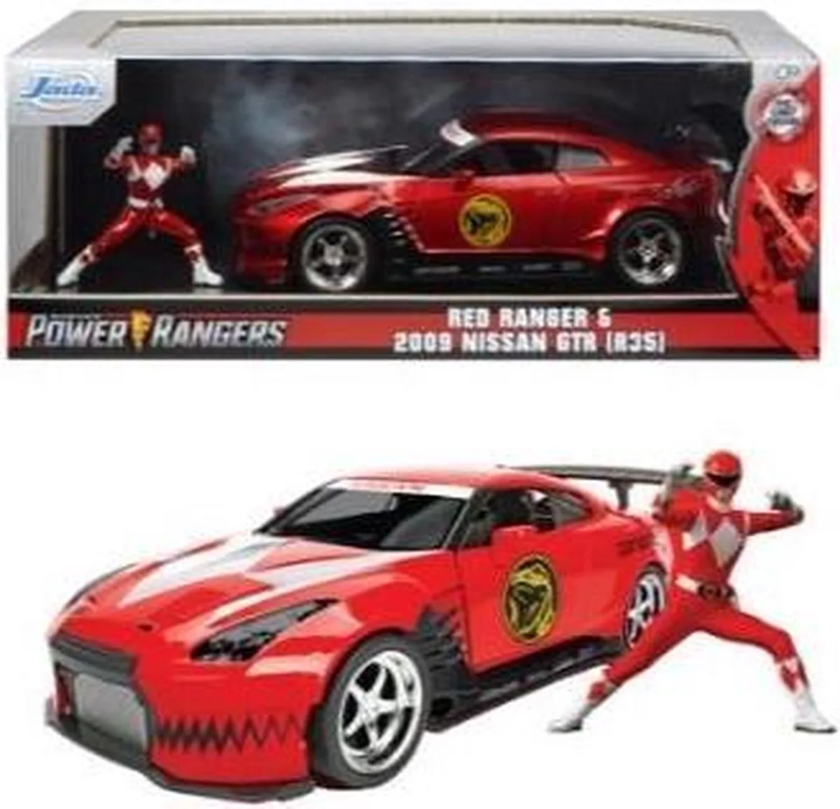 Nissan GT-R (R35) 2009 "Met figuur Red Ranger Power Rangers" 1:24 Jada Toys de Jada Toys en Rood Metallic – photo du produit
