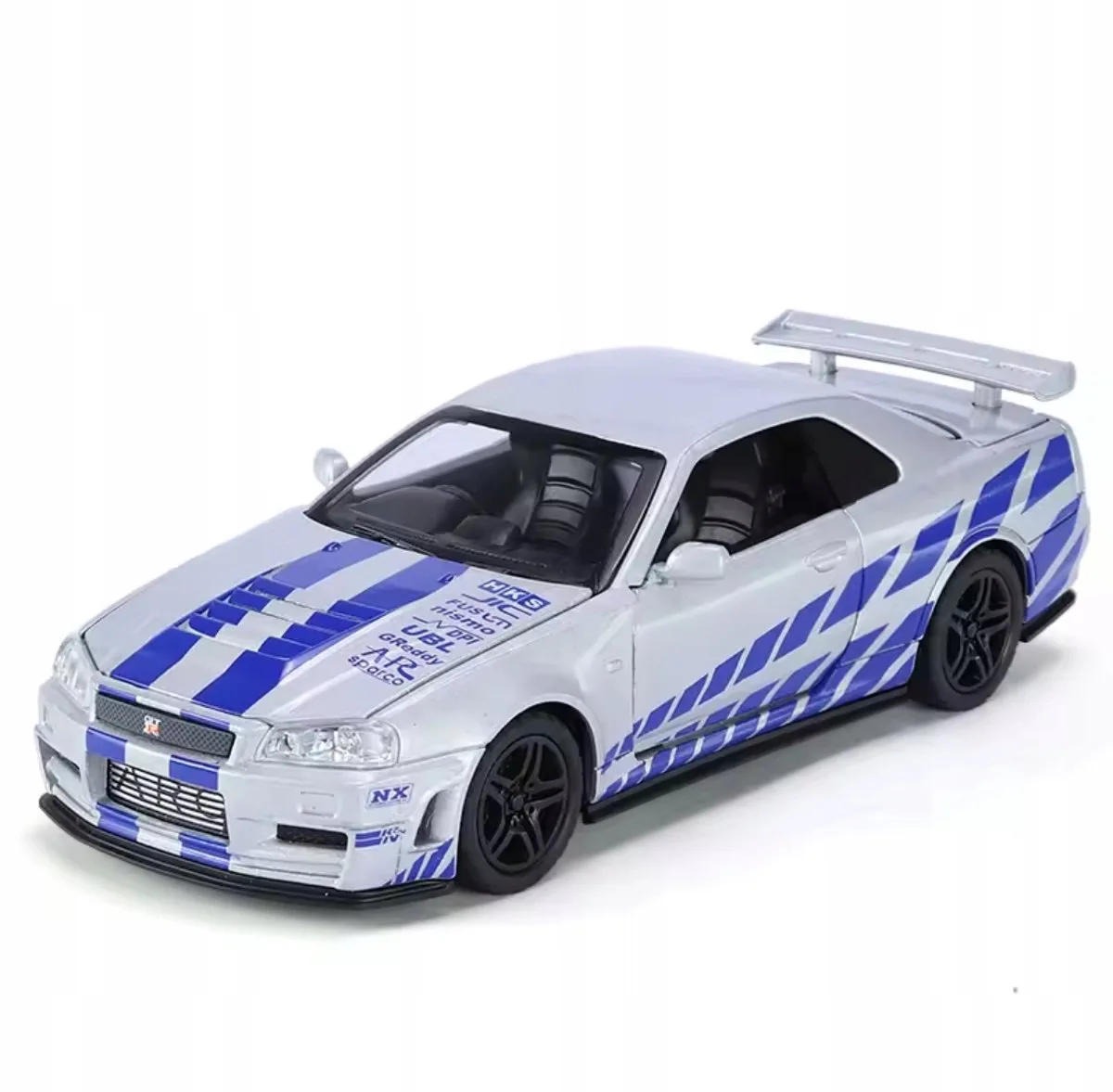 Nissan Skyline GT-R R34 Modelauto 1:32 met Licht & Geluid von Jada Toys in Blau – Produktfoto