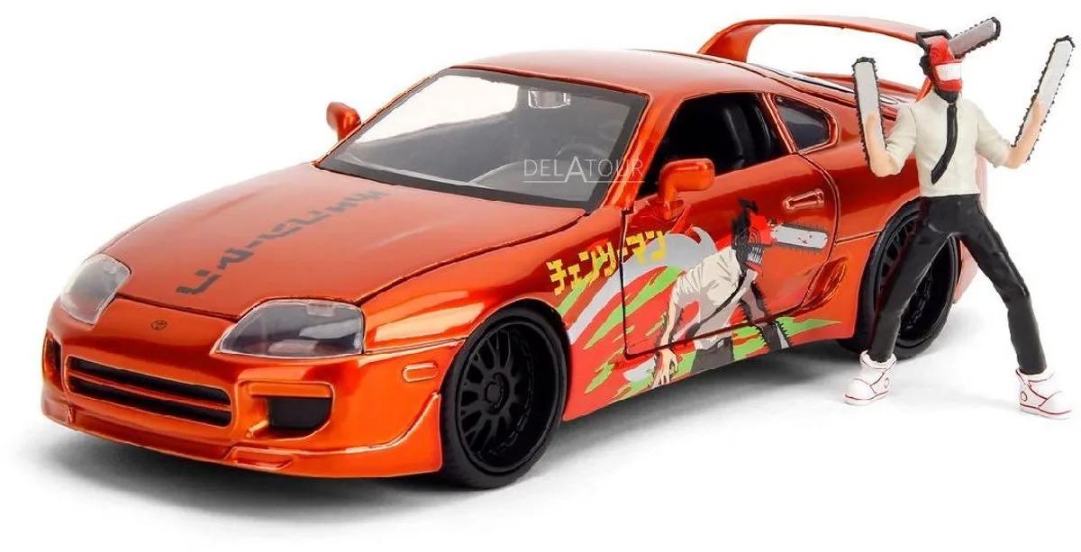 Toyota Supra with Chainsaw Man Figurine Jada 1:24 de Jada Toys en Orange – photo du produit