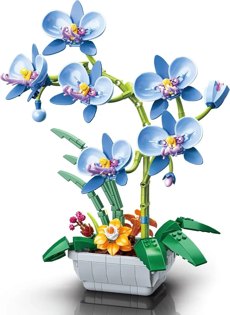 Bloemenboeket orchidee | Botanical bloemenpracht orchideeën | Classic Creator STEM speelgoed bonsai bloemen mega bouwpakket compatibel met lego mould king | Icons modelbouw volwassenen | Bloemenpracht Kunstbloemen | 579 bloks de Jaki en Orchidee, 581 bouwblokken – photo du produit