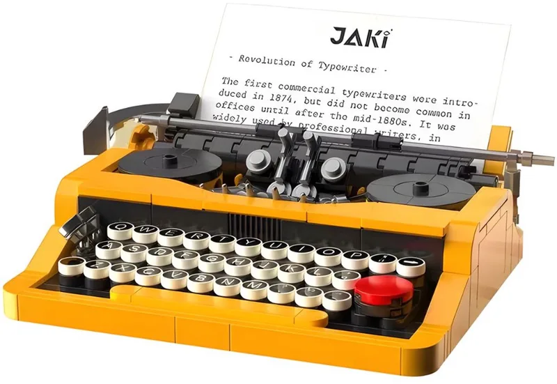 Jaki 8216 Mini Typemachine Retro Classic bouwset | Schrijfmachine icons creator modelbouw | Vintage constructie educatief speelgoed bouwpakketten voor volwassenen & kinderen | DIY apparaat gechikt voor lego | Bouwdoos met 254 bouwstenen de Jaki en Retro Typemachine, 254 bouwblokken – photo du produit