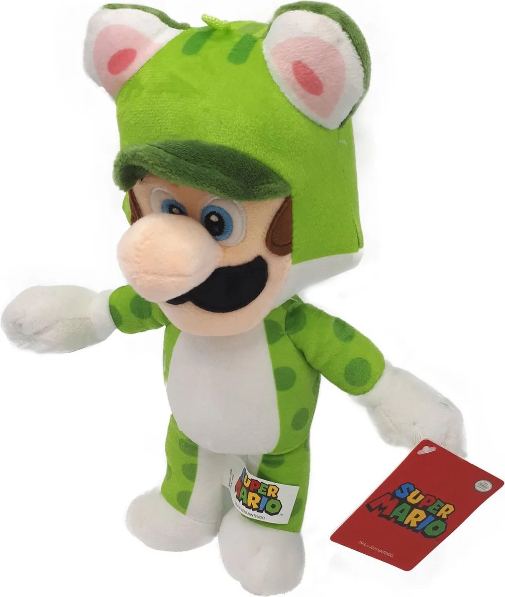 NINTENDO SUPER MARIO knuffel, 18 cm - Luigi in het groene kattenkostuum, veelkleurig, één maat de Jakks Pacific en Vert – photo du produit