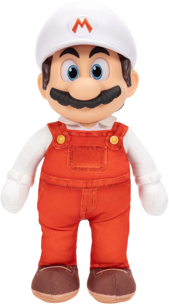 Super Mario Galaxy Film – 35 cm beweegbare pluche Fire Mario van Jakks Pacific in Rood – productfoto
