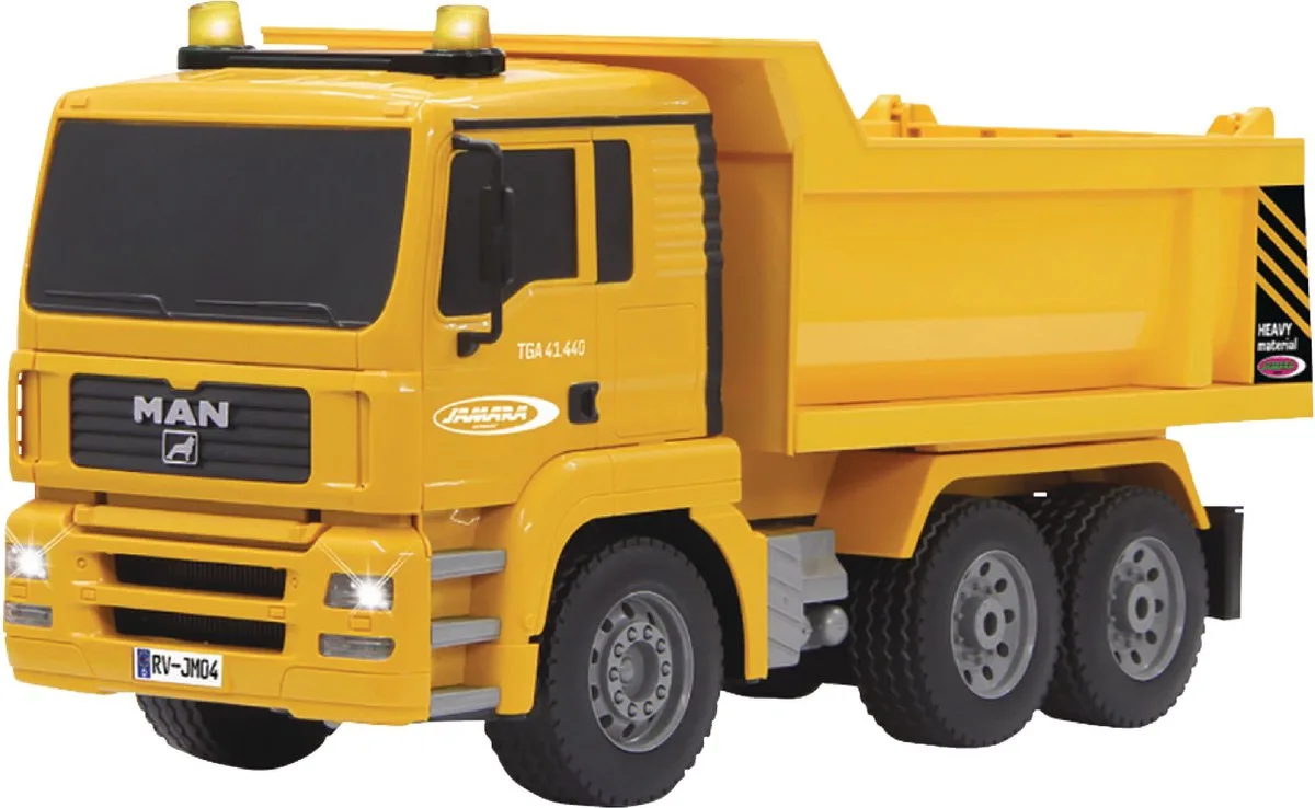 Kiepwagen MAN 1:20 2,4GHz de Jamara en Noir, Jaune – photo du produit