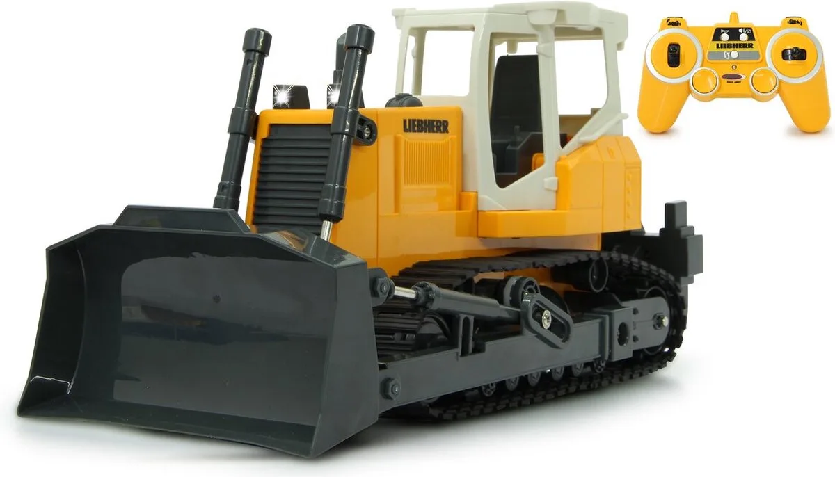 RC voertuig - 405057 RC Bulldozer Liebherr RC Model Kant en Klaar - 1:20 fra Jamara i Beige, Sort, Gul – produktbillede