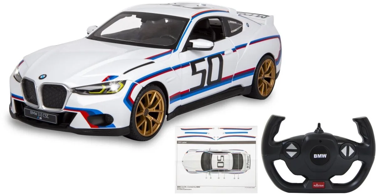 RC voertuig Auto - 402171 RC Sport Auto BMW 3.0 CSL - 2,4GHz RC Model Kant en Klaar - 1:14 Bestuurbare Auto van Jamara in Wit – productfoto