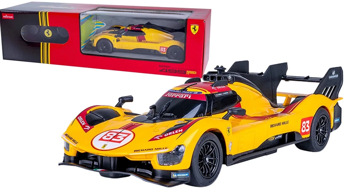 RC voertuig Auto - 402263 RC Auto - Ferrari 499P-N83 - 2,4GHz - RC Model Kant en Klaar - 1:24 Bestuurbare Auto by Jamara in Yellow – product photo