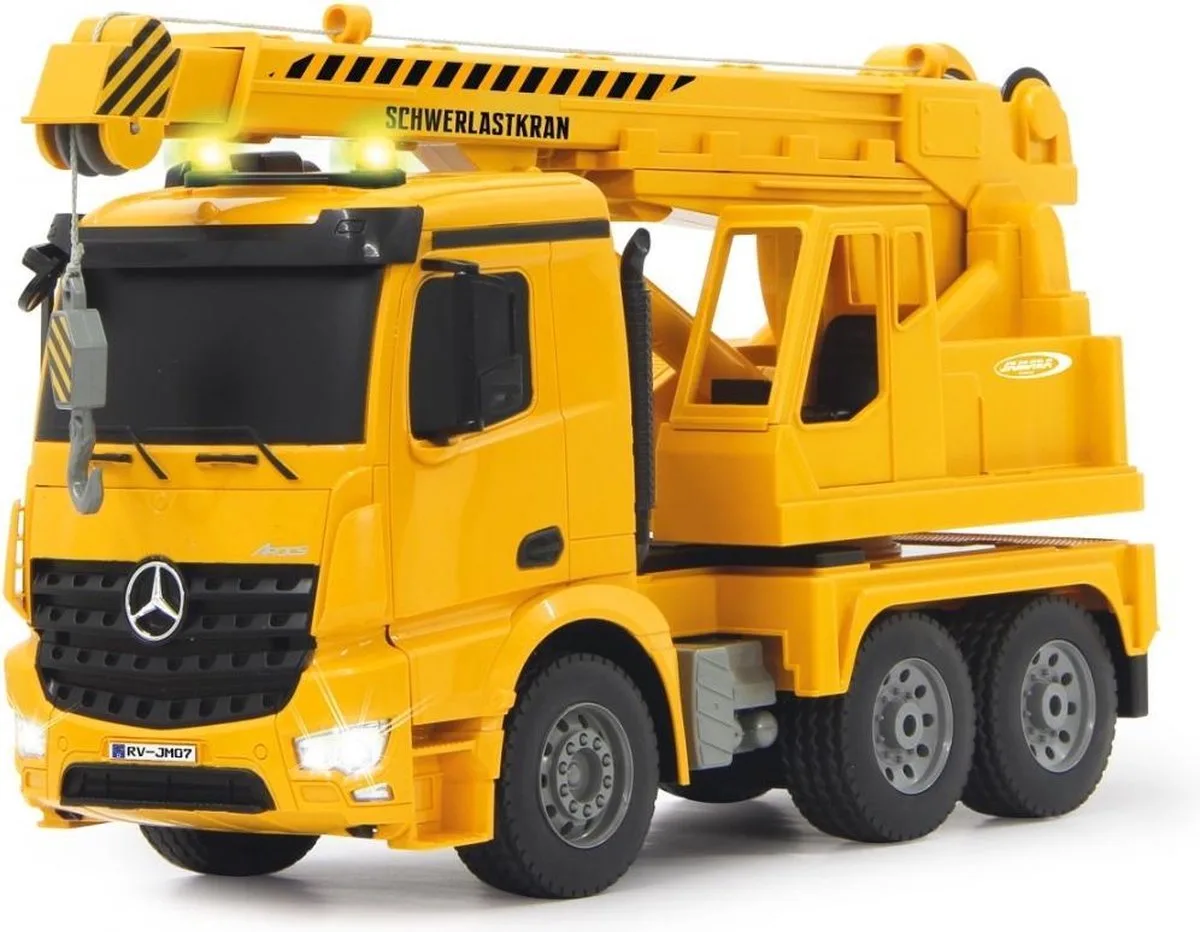 RC voertuig Auto - 404950 RC Kraanwagen Truck Mercedes-Benz Arocs - 2,4GHz RC Model Kant en Klaar - 1:20 Bestuurbare Auto fra Jamara i Sort, Gul – produktbillede