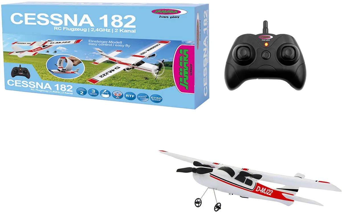 RC voertuig Vliegtuigen - 410190 RC Vliegtuig - Cessna 182 - Gyro 2-kanaals - 2,4 GHz RC Model Kant en Klaar van Jamara in Wit – productfoto