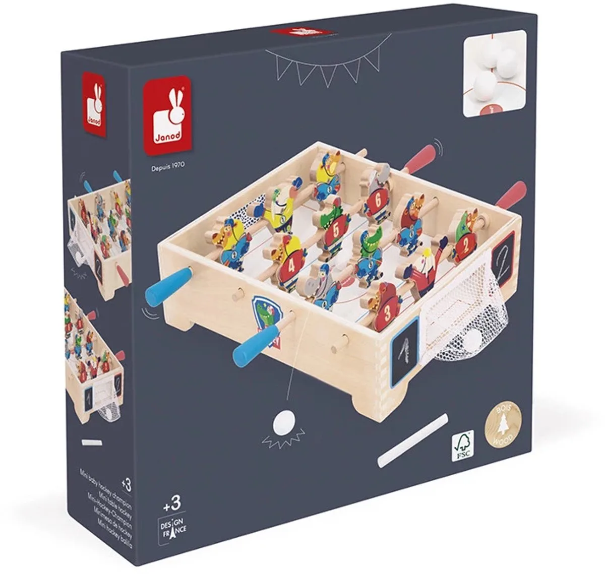 Applepop - Mini tafelvoetbal - IJshockeythema de Janod en Multicolore – photo du produit