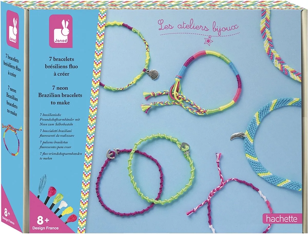 Janod 7 Fluoreszierende Brasilianische Armbänder Zum Selbermachen von Janod in Mehrfarbig – Produktfoto