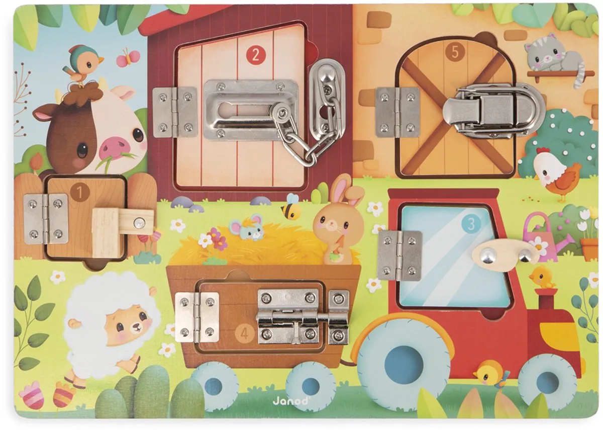 Lock Board Teddybär von Janod in Mehrfarbig – Produktfoto