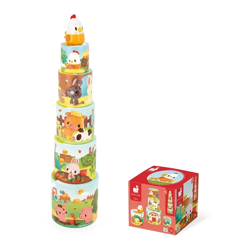 Boerderij - Mijn eerste kippenpiramide - Stapeltoren från Janod i Flerfärgad – produktbild 6 av 6