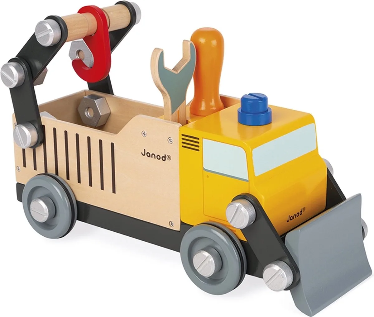 Brico'kids - Houten bouwvrachtwagen van Janod in Geel – productfoto
