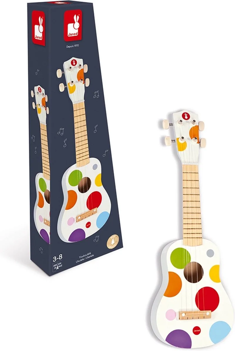 Confetti - Houten ukelele - Voor kleine muzikanten von Janod in Mehrfarbig – Produktfoto