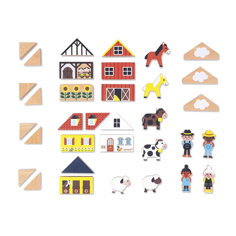 Cross Roads - Platteland houten blokken set by Janod in Het platteland – product photo 4 of 6