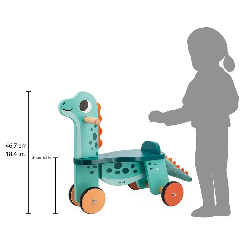 Dinosaurus - Houten loopfiets - Portosaurus de Janod en Multicolore – photo du produit 5 sur 6