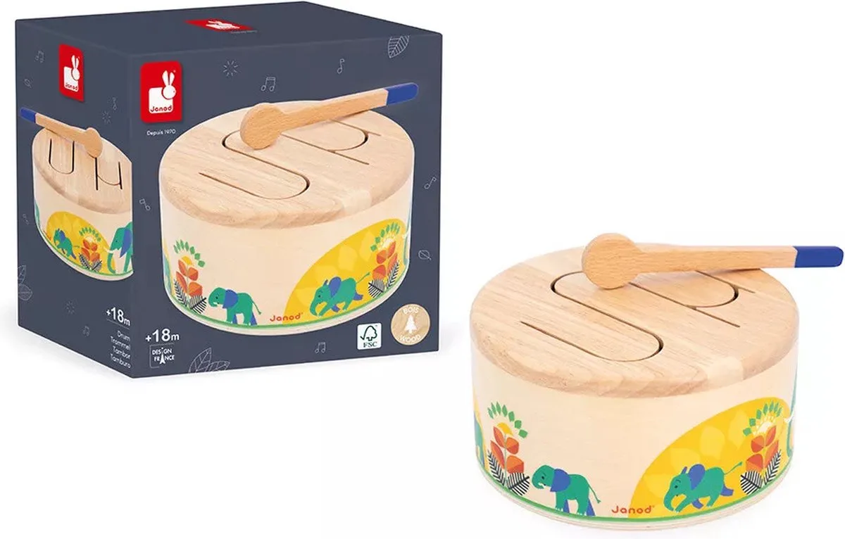 Gioia - Houten babytrommel - Jungle fra Janod i Flerfarvet – produktbillede