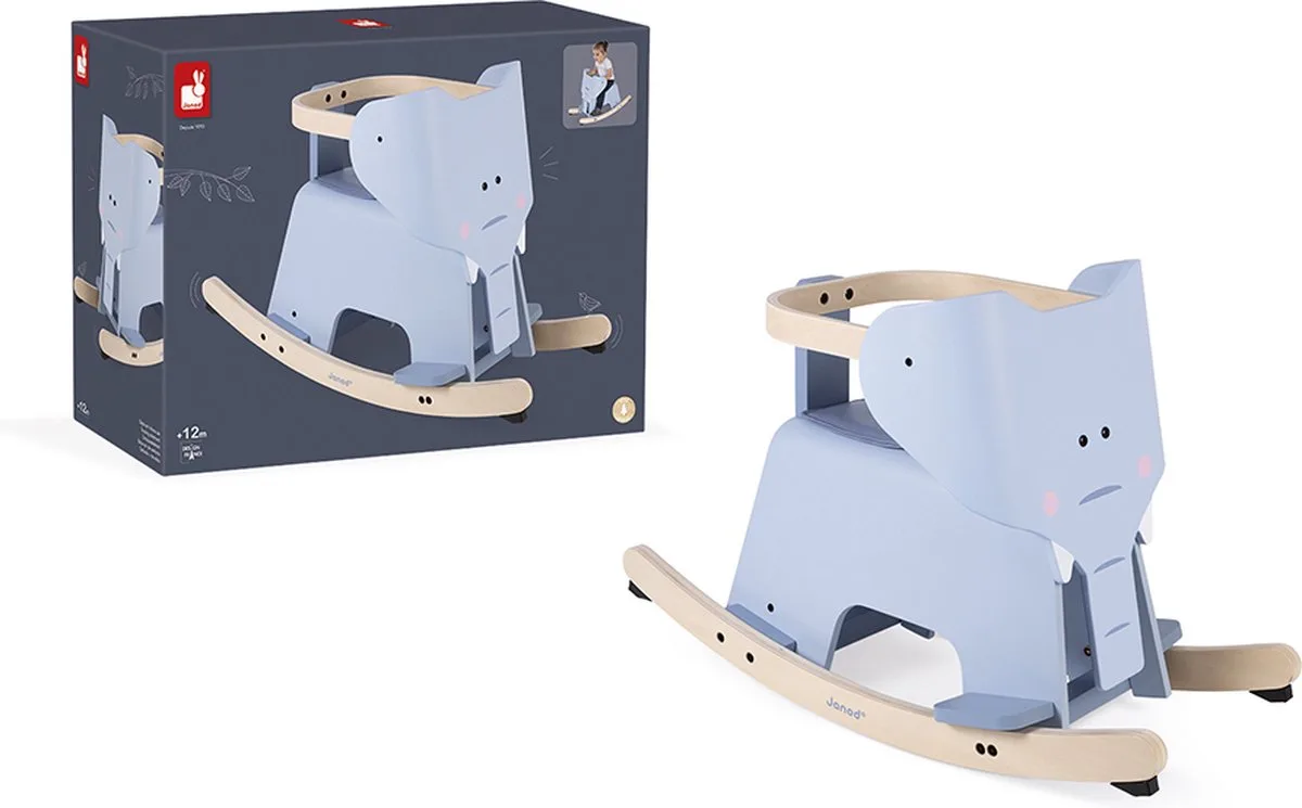 Hobbelpaard - Deze Leuke Houten Schommelolifant Is Ideaal Voor De Allerkleinsten - Het Anti-Kantelsysteem Zorgt Ervoor Dat Uw Kind In Alle Veiligheid Kan Spelen - Lange Ritten In Het Vooruitzicht! - Geschikt Vanaf 1 Jaar fra Janod i Olifant – produktbillede